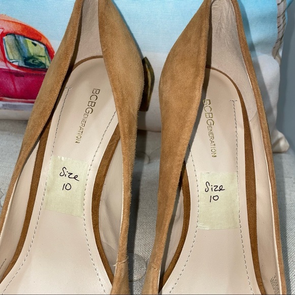 Bcbgeneration Clarice Suede Camel Tan Block Heel Size 10M Excellent Condition - Picture 5 of 11